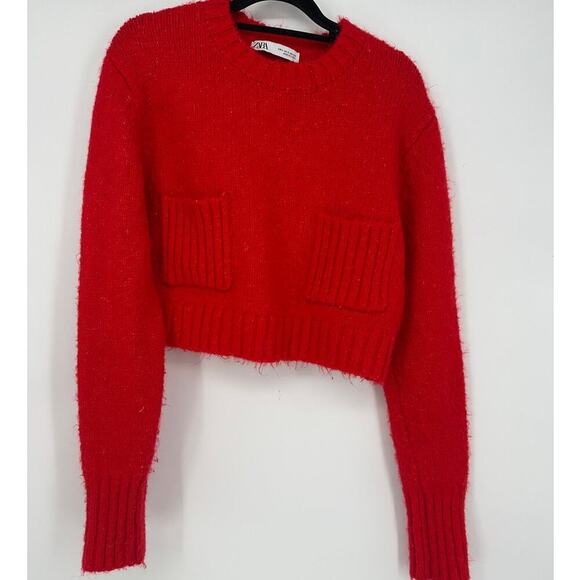 ZARA Soft Knit Cropped Sweater Patch Pockets - Picture 3 of 5